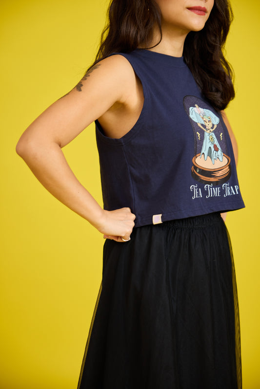 Tea Time Trap Muscle Crop Tank