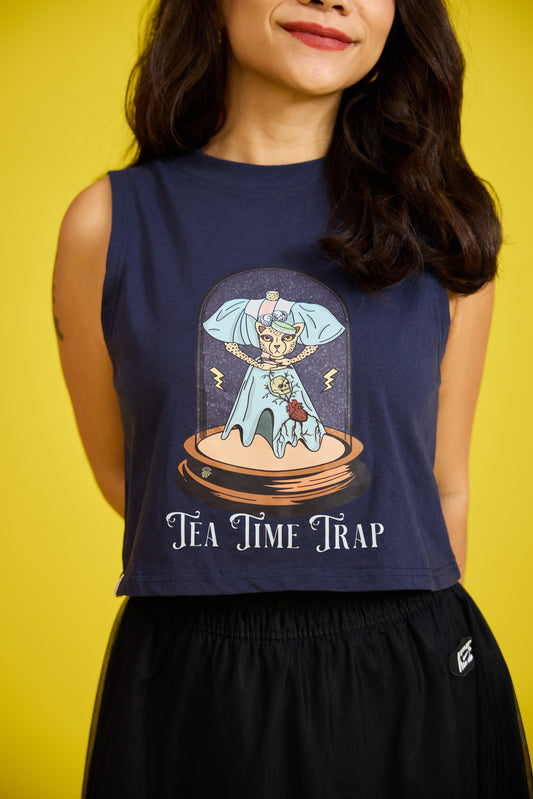 Tea Time Trap Muscle Crop Tank